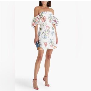 NWT Marchesa Notte Alex Puff-Sleeve Mini Dress